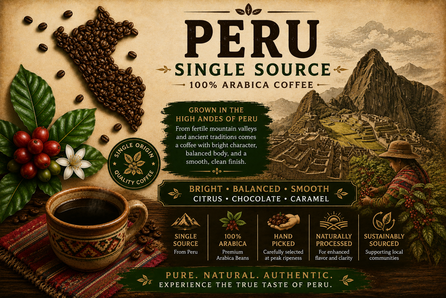 Peru Single Origin Coffee Beans | The Pristine Beanz